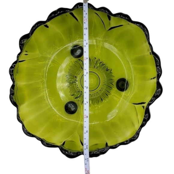 Vintage Indiana Glass Olive Green Footed Bowl - Picture 10 of 14